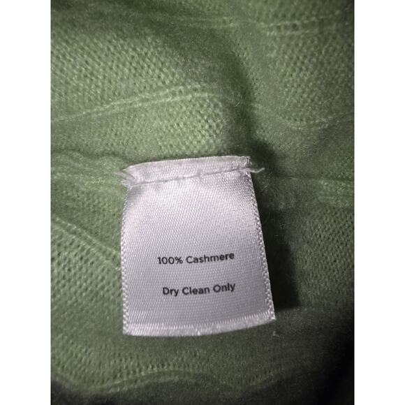 Talbot Cable-knit Mint-lime Green 100% Cashmere Turtleneck Sweater Size petite - Picture 5 of 5